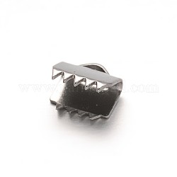 304ステンレス鋼リボンカシメエンドパーツ  長方形  ステンレス鋼色  6x6.5mm  穴：2.5x1.5mm