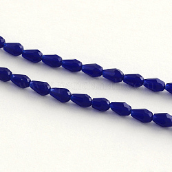 Glass Beads Strands, Faceted, teardrop, Indigo, 5x3mm, Hole: 1mm, about 99~101pcs/strand, 19.7 inch