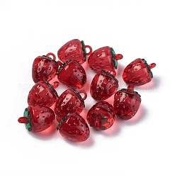 Transparente korea acryl anhänger, Erdbeere, rot, 18.8x13.5x13.5 mm, Bohrung: 3 mm