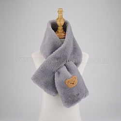 Bufanda de cuello ajustable para niños y niñas de piel sintética de conejo de poliéster, invierno otoño niños lindo oso collar bufanda, gris oscuro, 830~1300mm