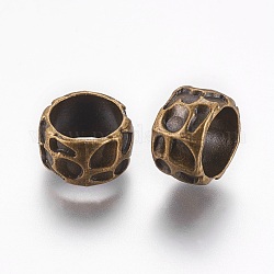 Rondelle branelli della lega di stile tibetano,  piombo & nichel & cadmio libero, perline con foro grande, bronzo antico, 13x8mm, foro: 10mm.