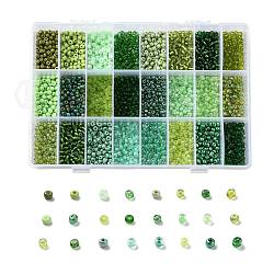 288G 24 Colors Glass Seed Beads, Round, Mixed Color, 6/0, 4~5x2.5~4.5mm, Hole: 1.2~1.5mm, 12g/color