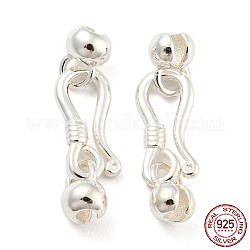 925 Sterling Silver S-Hook Clasps, Silver, Clasp: 12.5x6x2mm, Bead: 6.5x4.5x4mm, Hole: 1.8mm, Inner Diameter: 3.5mm.
