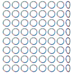 Unicraftale 80 Stück 304 offene Edelstahl-Sprungringe, runden Ring, Regenbogen-Farb, 18 Gauge, 10x1 mm, Innendurchmesser: 7 mm