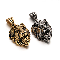 Lion 304 inoxydable pendentifs en acier, couleur mixte, 46x32x20.5mm, Trou: 13x6mm