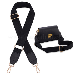 Cinturini per borsa regolabili in cotone, con chiusura girevole in ferro, nero, 80~130x3.8cm