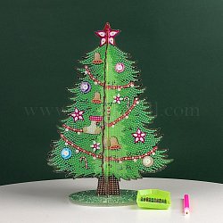 DIY-Weihnachtsbaum-Display-Dekor-Diamant-Malkits, inklusive Kunststoffplatte, Harz Strasssteine, Kugelschreiber, Tablettplatte und Leimton, Meergrün, 265x195 mm