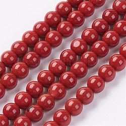 Натуральная красная яшма, круглые, 3 мм, отверстие : 0.8 мм, около 127 шт / нитка, 15.7 дюйм (40 см)