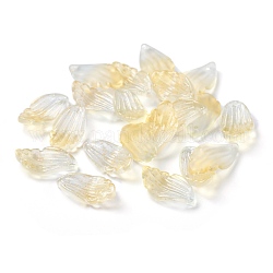 Ciondoli in vetro smerigliato, con lamina d'oro, Petaline, giallo, 22x12x5mm, Foro: 1 mm