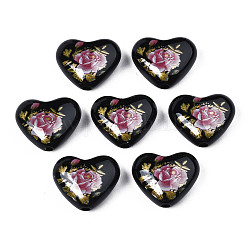 Perles acryliques opaques, cœur, noir, 16x19x8mm, Trou: 2mm