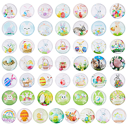 PH PandaHall 50pcs Rabbit Glass Cabochon, 50 Styles 25mm Animal Cabochons Eggs Mosaic Tiles Half Round Flatback Cabochons for Spring Photo Cameo Necklace Pendant Jewelry Making