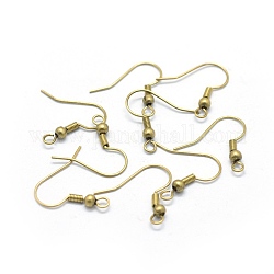 Accessoires de crochets d'oreilles en laiton, avec boucle horizontale, brut (non plaqué), 18x19x3mm, Trou: 1.5mm, perles: 3x2 mm, 26 jauge, pin: 0.4 mm