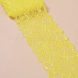 Ribete elástico de encaje, cinta de encaje para coser la decoración, amarillo, 80mm