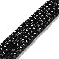 Natural Black Spinel Beads Strands, Faceted, Cube, 3x3x3mm, Hole: 0.6mm, about 135pcs/strand, 15.35''(39cm)