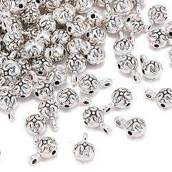 Tibetan Style Alloy Pendants, Lead Free and Cadmium Free, Round, Antique Silver, 10.5x6x5.5mm, Hole: 1.5mm