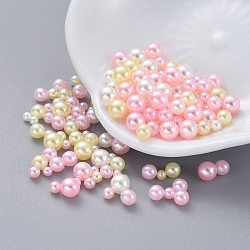Abs de plástico imitación perla, no hay abalorios de agujero, relleno de resina uv, fabricación de joyas de resina epoxi, redondo, rosa, 2.3~4.7mm, aproximamente 250 unidades / bolsa