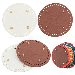 PH PandaHall Leather Purse Bottom for Crochet, 2 Colors Bag Bottoms 5.9 Inch Flat Round Knitting Crochet Bags Bottom Shaper Cushion Base with Holes for DIY Crochet Bag Shoulder Bags Purse Making