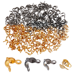 Copri nodi con punte di perline pandahall, 400 pz 4 stili 304 conchiglie in acciaio inox fold-over punte di perline copre punte di perline aperte in metallo per orecchini braccialetto neckalce creazione di gioielli fai da te risultati artigianato