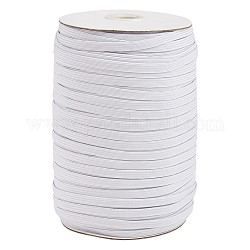 Corda elastica intrecciata piatta da 3/8 pollice, elastico in maglia pesante elasticizzata con rocchetto, bianco, 8~8.5mm, circa 90~100 yard / roll (300 piedi / roll)
