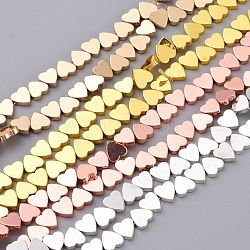 Chapelets de perles en hématite synthétique sans magnétiques, placage galvanique (rétention de la couleur pendant 1 an), cœur, couleur mixte, 8x8x2mm, Trou: 1mm, Environ 50 pcs/chapelet, 16.54 pouce (42 cm)