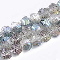 FilI di perline in vetro placcato, smerigliato, sfaccettato, tondo, colorato, 9x10x8.5mm, Foro: 1.5 mm, circa 70pcs/filo, 24.4 pollice