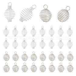 DICOSMETIC 30Pcs 2 Styles Steel & 304 Stainless Steel Wire Pendants, Spiral Bead Cage Pendants, Round Charm, Stainless Steel Color, 29~34x20.5~34x19~20.5mm, Hole: 4.5~6mm, 15pcs/style