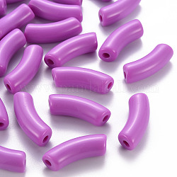 Opaque Acrylic Beads, Curved Tube, Medium Orchid, 36x13.5x11.5mm, Hole: 4mm, about 133pcs/500g