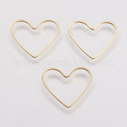 Brass Linking Rings, Real Gold Plated, Heart, Real 18K Gold Plated, 19x21x1mm