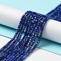 Natural Lapis Lazuli Beads Strands, Faceted, Square, 2.5x2.5x2.5mm, Hole: 0.8mm, about 170pcs/strand, 15.35''(39cm)