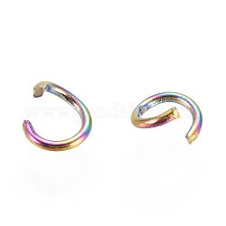 Placcatura ionica (ip) 304 anelli di salto aperti in acciaio inossidabile, colore arcobaleno, 20 gauge, 5x0.8mm, diametro interno: 3.4mm