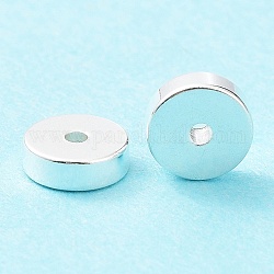 201 Edelstahl-Abstandhalter-Perlen, Flache Runde / Scheibe, Silber, 6x2 mm, Bohrung: 1.2 mm