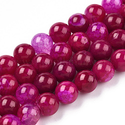 Teñidos de ágata natural de hebras de abalorios, redondo, rojo violeta medio, 8mm, agujero: 1 mm