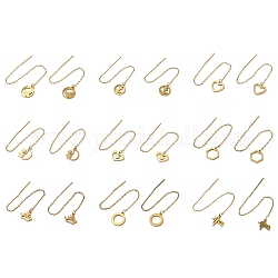 Золотые серьги-гвоздики из нержавеющей стали 304 с подвесками, ушные резьбы, разнообразные, 98~107x11.5~12 мм