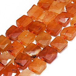 Cuentas de perlas naturales de ágata botswana roja, facetados, cuadrado, 10~13x10~14x6~7mm, agujero: 0.7 mm, aproximamente 30~33 pcs / cadena, 16.14~16.54 pulgada (41~42 cm).