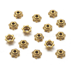 Tibetischen Stil Zink-Legierung Perlenkappen, cadmiumfrei und bleifrei, Antik Golden, 5x2 mm, Bohrung: 1 mm