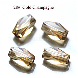 Imitation österreichischen Kristallperlen, Klasse aaa, facettiert, Kolumne, golden, 8x5.5 mm, Bohrung: 0.7~0.9 mm