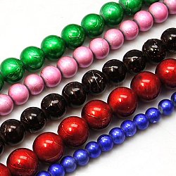 Drawbench Glass Beads Strands, Spray Painted, Round, Mixed Color, 4~14mm, Hole: 1~2mm, 31inch~33inch