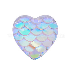 Кабошоны из смолы, сердце с рыбой русалки, глубокое синее небо, 12x12x3 мм