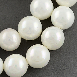 Shell Bead Strands, Imitation Pearl Bead, Grade A, Round, White, 18mm, Hole: 1mm, 22pcs/strand, 15.7 inch