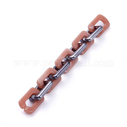 Cadenas de cable de acrílico hechas a mano, con anillos de unión de plástico ccb, marrón rosado, link: 20x30.5x5 mm, 20x30x6mm, aproximadamente 39.37 pulgada (1 m) / hebra