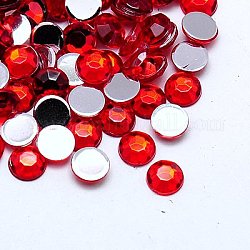 Imitation Taiwan Acrylic Rhinestone Cabochons, Faceted, Half Round, Red, 4x1.5mm, about 10000pcs/bag