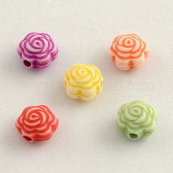 Craft Style Acrylic Beads, Flower, Mixed Color, 7.5x5mm, Hole: 2mm, about 2800pcs/500g