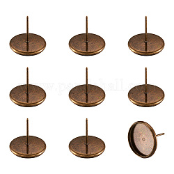 Supports de goujons en laiton de l'oreille, bronze antique, Plateau: 12 mm, 12mm, pin: 0.7 mm