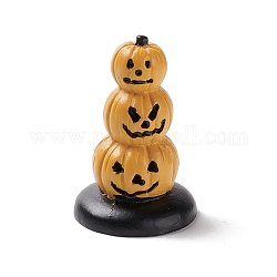 Decoraciones caseras de la exhibición del hogar de la mini resina del tema de halloween, 3 jack-o'-lanterns de calabaza apilables, marrón arena y negro, 25.5x38mm