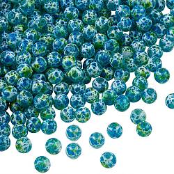 2 Strands Spray Painted Glass Beads Strands, Round, Dark Sea Green, 8.5mm, Hole: 1.5mm, about 105pcs/strand, 31.89 inch(81cm)