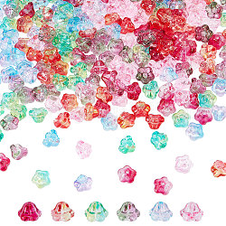 Sunnyclue 1 boîte de 240 perles en verre en forme de fleur - Perles florales - Galvanoplastie - Trompette en verre - Mini perles d'espacement transparentes - Pour la fabrication de bijoux - Bricolage - Bracelet - Collier - Boucles d'oreilles
