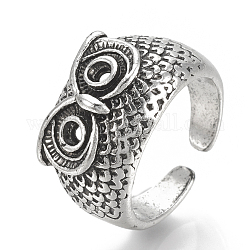 Сплав манжеты кольца пальцев, широкая полоса кольца, сова, античное серебро, размер США 9 3/4 (19.5 мм)
