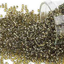 Cuentas de semillas redondas toho, Abalorios de la semilla japonés, (758) diamante negro forrado en oro, 11/0, 2.2mm, agujero: 0.8 mm, aproximamente 1103 unidades / 10 g