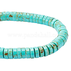 NBEADS 1 Strand about 110 Pcs Synthetic Turquoise Heishi Beads, 10mm Dyed Turquoise Heishi Beads Flat Round Loose Gemstone Disc Beads for Necklace Bracelet Jewelry Making, Hole: 1mm
