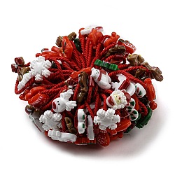 Weihnachtsthema-Haarschmuck für Mädchen, Pferdeschwanzhalter, elastischen Haargummis, mit Harzkügelchen, Mischformen, rot, 2.5 mm, Innendurchmesser: 32 mm
